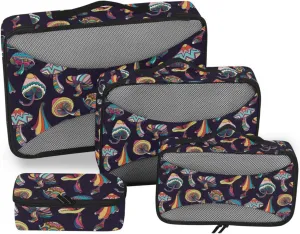 Packing Cubes for Suitcases 4 Set Suitcase Organizer Bags Packing Cubes Travel Packing Cunes Mushroom Doodle