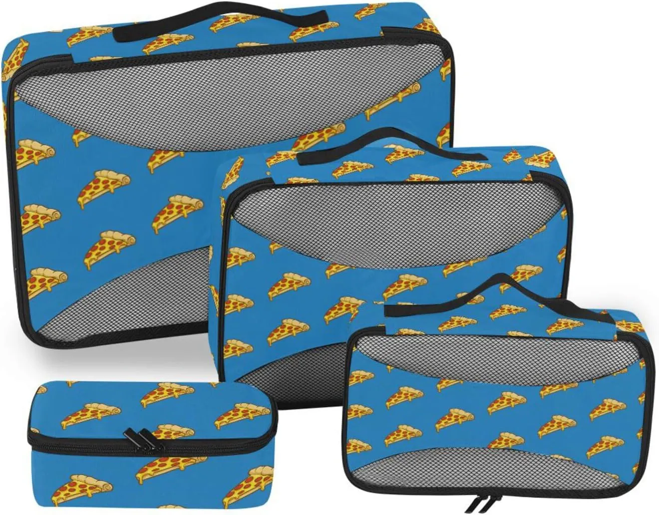 Packing Cubes for Suitcases Set of 4 Luggage Bags Organizers Travel Organizers Packing Cubs Pizza Pattern