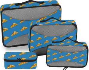 Packing Cubes for Suitcases Set of 4 Luggage Bags Organizers Travel Organizers Packing Cubs Pizza Pattern