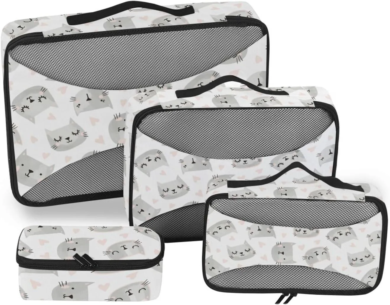 Packing Cubes for Suitcases Set of 4 Suitcase Organizer Bags Travel Cubes for Luggage Pqcking Cubes Cute Cats Face