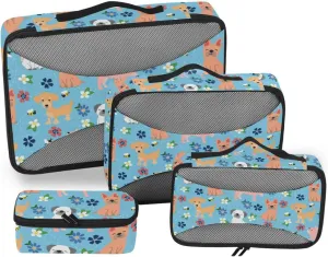 Packing Cubes for Travel 4 Set Luggage Bags Organizers Luggage Packing Organizers Packing Cubed Cute Puppy Bees