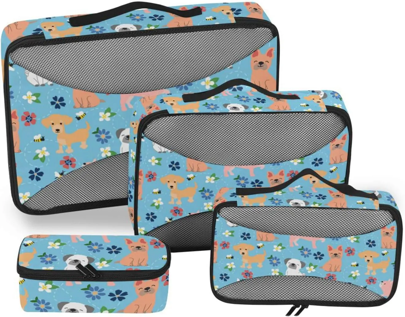 Packing Cubes for Travel 4 Set Luggage Bags Organizers Luggage Packing Organizers Packing Cubed Cute Puppy Bees