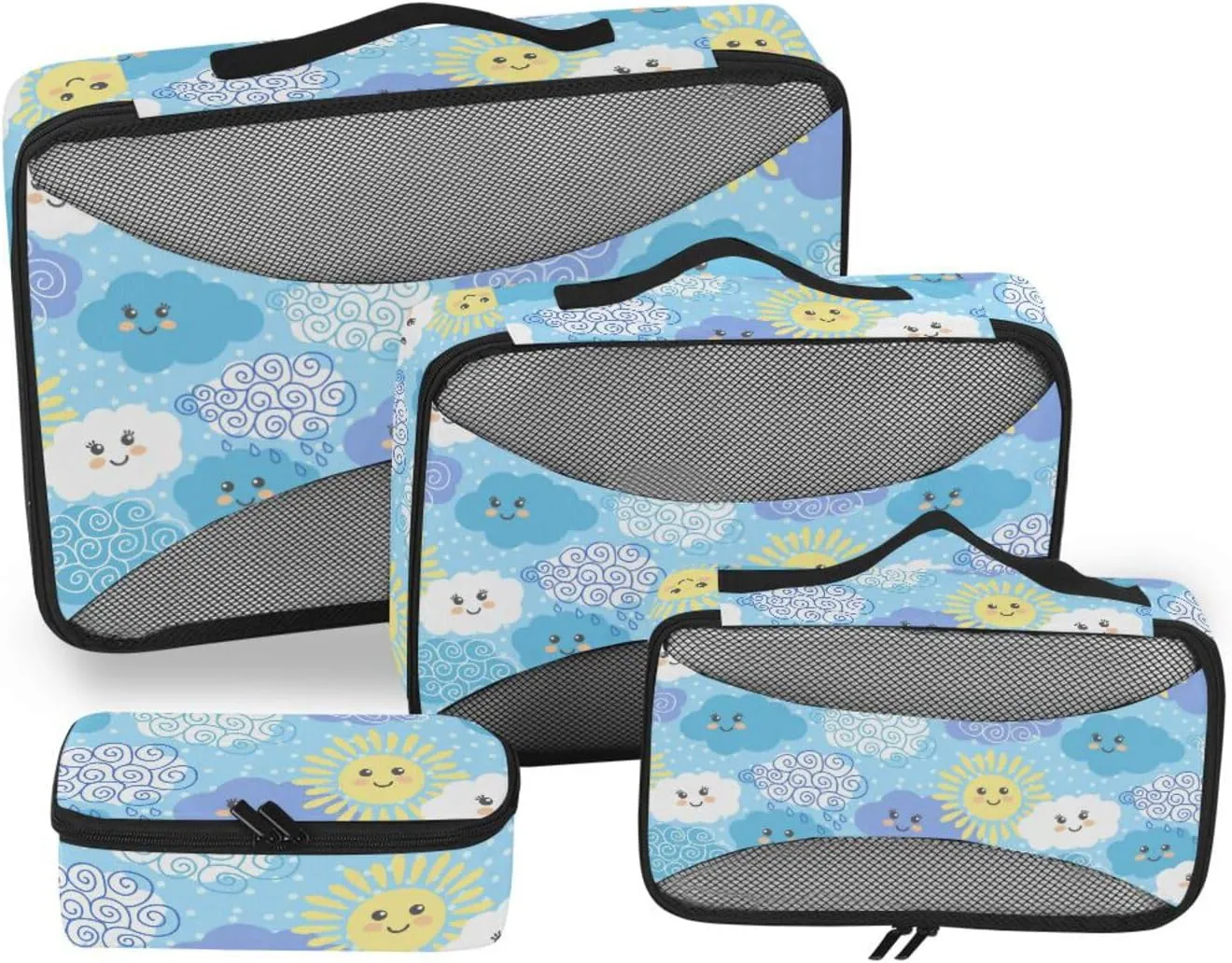 Packing Cubes for Travel 4 Set Luggage Bags Organizers Suitcase Packing Cubes Paxking Cubes Cute Suns Clouds