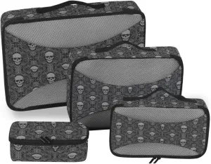 Packing Cubes for Travel 4 Set Luggage Cubes for Packing Luggage Packing Cubes for Travel Packing Cubs Skull Gray