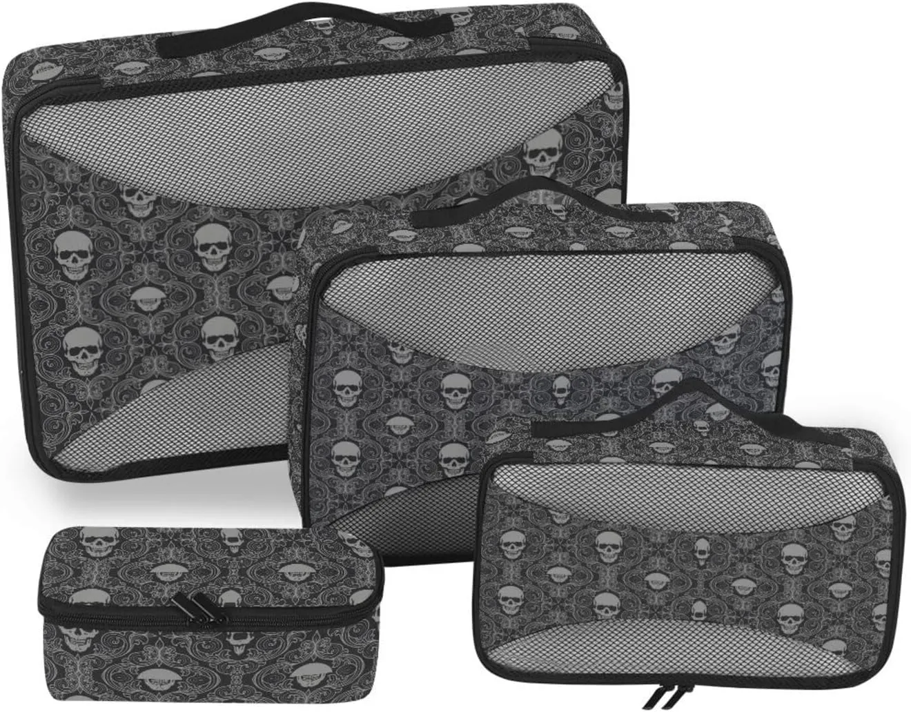 Packing Cubes for Travel 4 Set Luggage Cubes for Packing Luggage Packing Cubes for Travel Packing Cubs Skull Gray