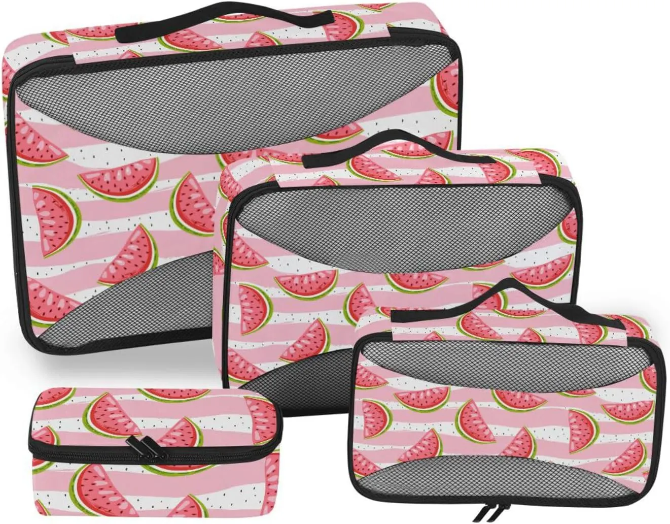 Packing Cubes for Travel 4 Set Luggage Cubes for Packing Travel Cubes for Luggage Packing Cube Pink Stripes Watermelon
