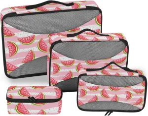 Packing Cubes for Travel 4 Set Luggage Cubes for Packing Travel Cubes for Luggage Packing Cube Pink Stripes Watermelon