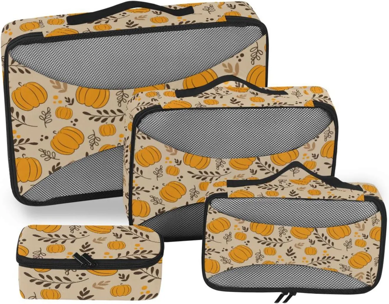 Packing Cubes for Travel 4 Set Luggage Organizer Bags Traveling Packing Cubes Packing Cunes Autumnal Pumpkins
