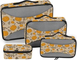 Packing Cubes for Travel 4 Set Luggage Organizer Bags Traveling Packing Cubes Packing Cunes Autumnal Pumpkins