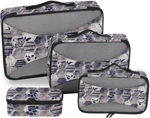 Packing Cubes for Travel 4 Set Luggage Organizers for Suitcase Luggage Packing Cubes for Travel Packing Cunes Grunge Hexagon
