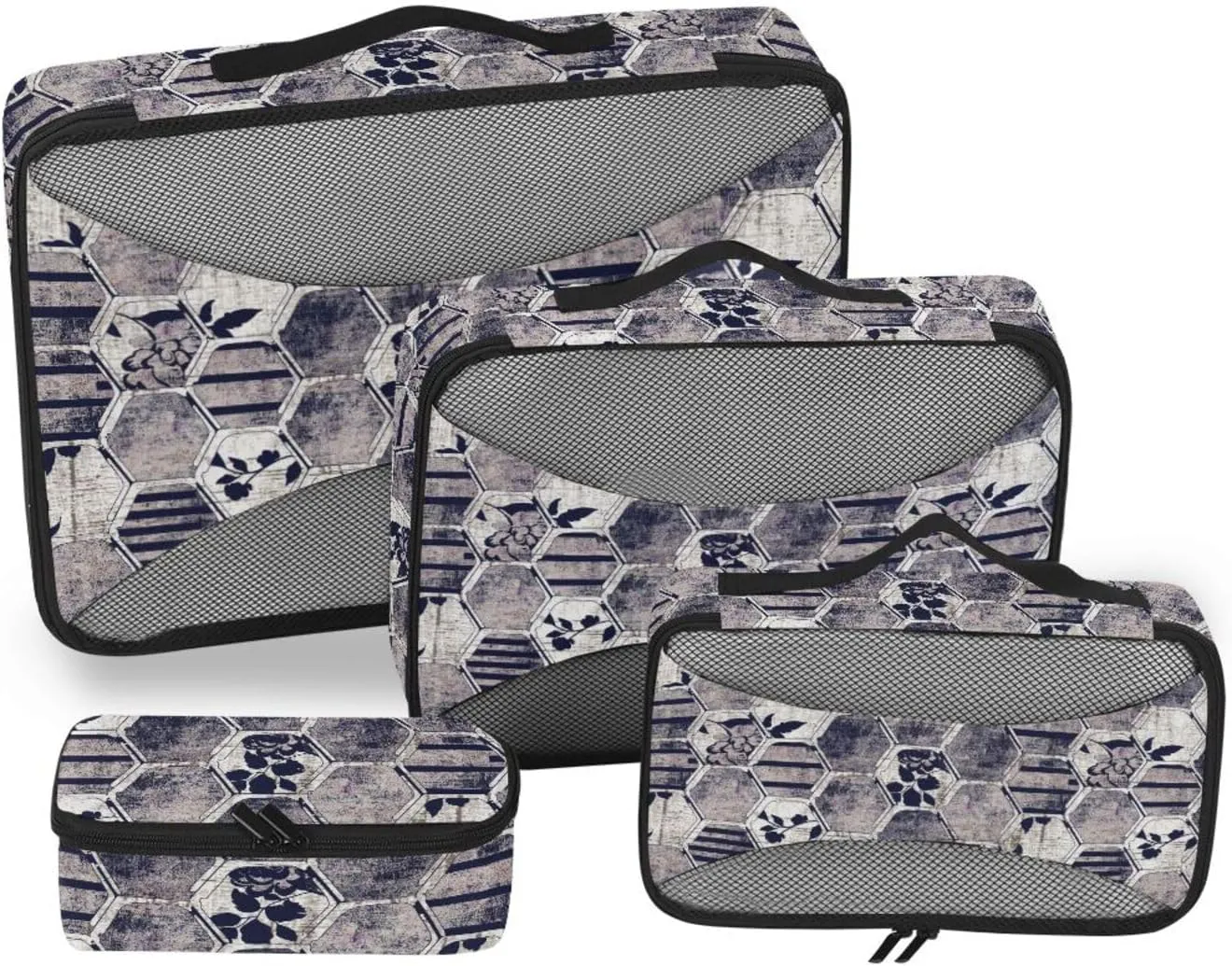 Packing Cubes for Travel 4 Set Luggage Organizers for Suitcase Luggage Packing Cubes for Travel Packing Cunes Grunge Hexagon