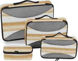 Packing Cubes for Travel 4 Set Luggage Organizers for Suitcase Travel Cubes for Packing Carry on Bag Paxking Cubes Gray French Stripe