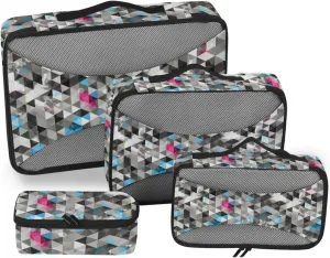 Packing Cubes for Travel 4 Set Luggage Organizers for Suitcase Travel Organizers Packing Cuves Grunge Triangle