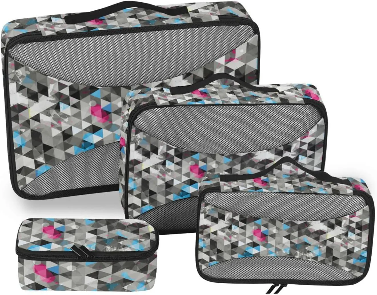 Packing Cubes for Travel 4 Set Luggage Organizers for Suitcase Travel Organizers Packing Cuves Grunge Triangle