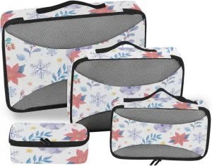 Packing Cubes for Travel 4 Set Luggage Packing Cubes Luggage Packing Cubes for Travel Packing Cubed Winter Snow Pine