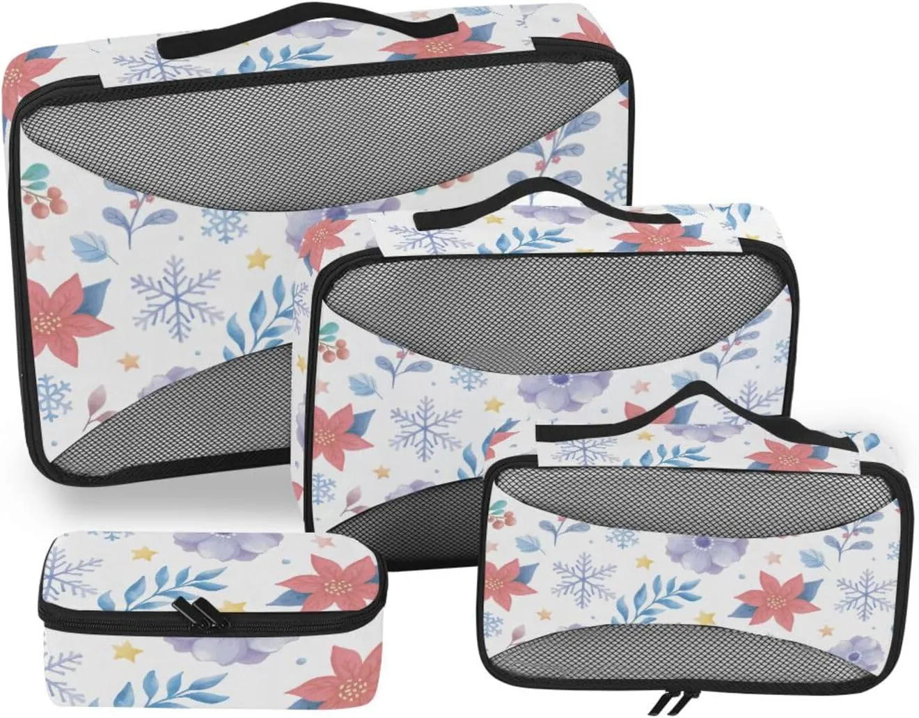 Packing Cubes for Travel 4 Set Luggage Packing Cubes Luggage Packing Cubes for Travel Packing Cubed Winter Snow Pine