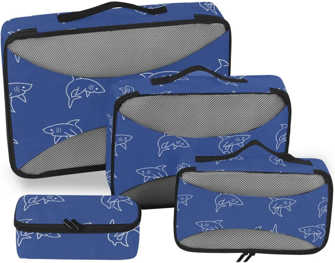 Packing Cubes for Travel 4 Set Suitcase Organizer Bags Traveling Packing Cubes Pqcking Cubes Sharks on Blue