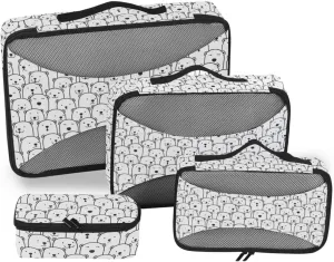 Packing Cubes for Travel 4 Set Suitcase Organizer Travel Cubes for Luggage Packing Cubea White Bear
