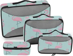 Packing Cubes for Travel Set of 4 Luggage Cubes for Packing Suitcase Packing Cubes for Travel Pqcking Cubes Flamingos Tropical