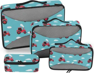 Packing Cubes for Travel Set of 4 Luggage Cubes for Packing Travel Organizers Packing Cubs Tractor Blue