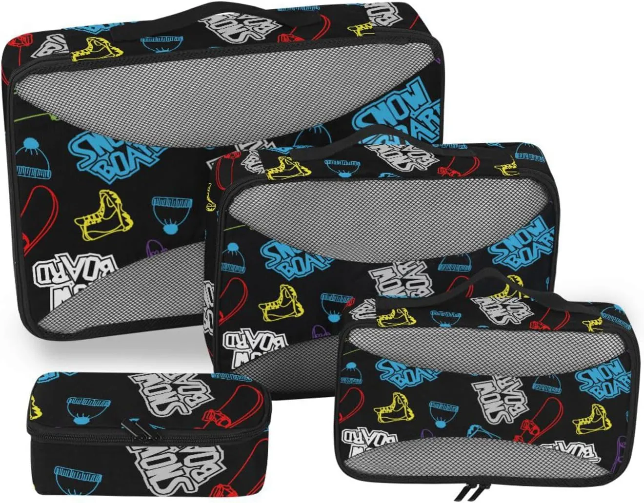Packing Cubes for Travel Set of 4 Luggage Cubes Travel Compartment Organizer Bags Packing Cubed Skate Pattern