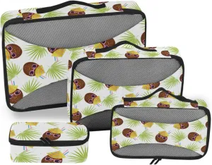 Packing Cubes for Travel Set of 4 Luggage Cubes Travel Cubes for Luggage Packing Cubed Cute Cartoon Coconuts