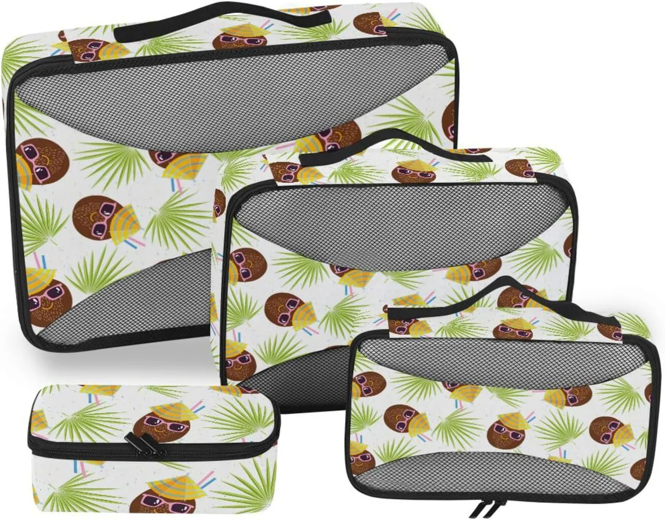 Packing Cubes for Travel Set of 4 Luggage Cubes Travel Cubes for Luggage Packing Cubed Cute Cartoon Coconuts