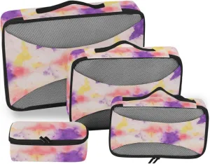 Packing Cubes for Travel Set of 4 Luggage Cubes Travel Organizers Pcking Cubes Grunge Tie Dyed