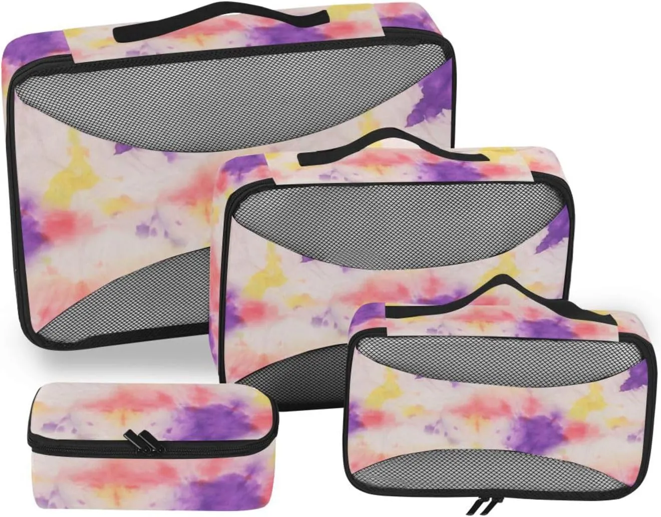 Packing Cubes for Travel Set of 4 Luggage Cubes Travel Organizers Pcking Cubes Grunge Tie Dyed