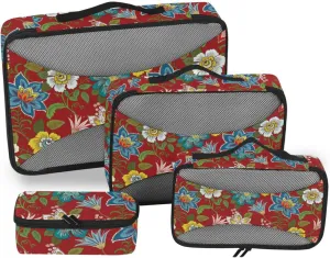 Packing Cubes for Travel Set of 4 Luggage Organizer Bags Suitcase Organizers Paxking Cubes Colorful Flowers