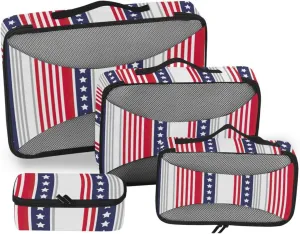 Packing Cubes for Travel Set of 4 Luggage Organizer Suitcase Cubes Oacking Cubes Usa Stripes