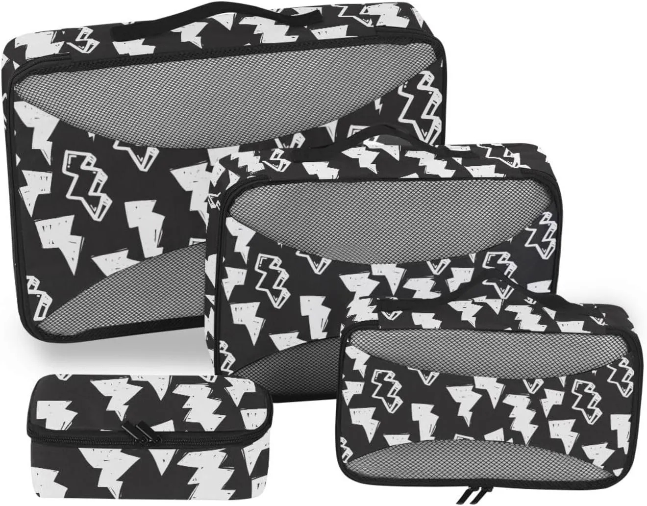 Packing Cubes for Travel Set of 4 Luggage Organizer Suitcase Organizers Packing Cubea Black White