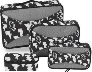 Packing Cubes for Travel Set of 4 Luggage Organizer Suitcase Organizers Packing Cubea Black White