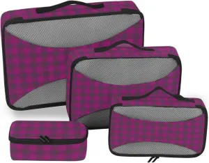 Packing Cubes for Travel Set of 4 Luggage Organizers for Suitcase Suitcase Cubes Pcking Cubes Cream Buffalo Plaid
