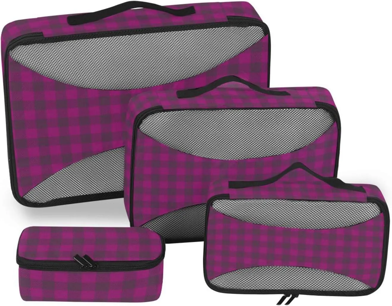 Packing Cubes for Travel Set of 4 Luggage Organizers for Suitcase Suitcase Cubes Pcking Cubes Cream Buffalo Plaid