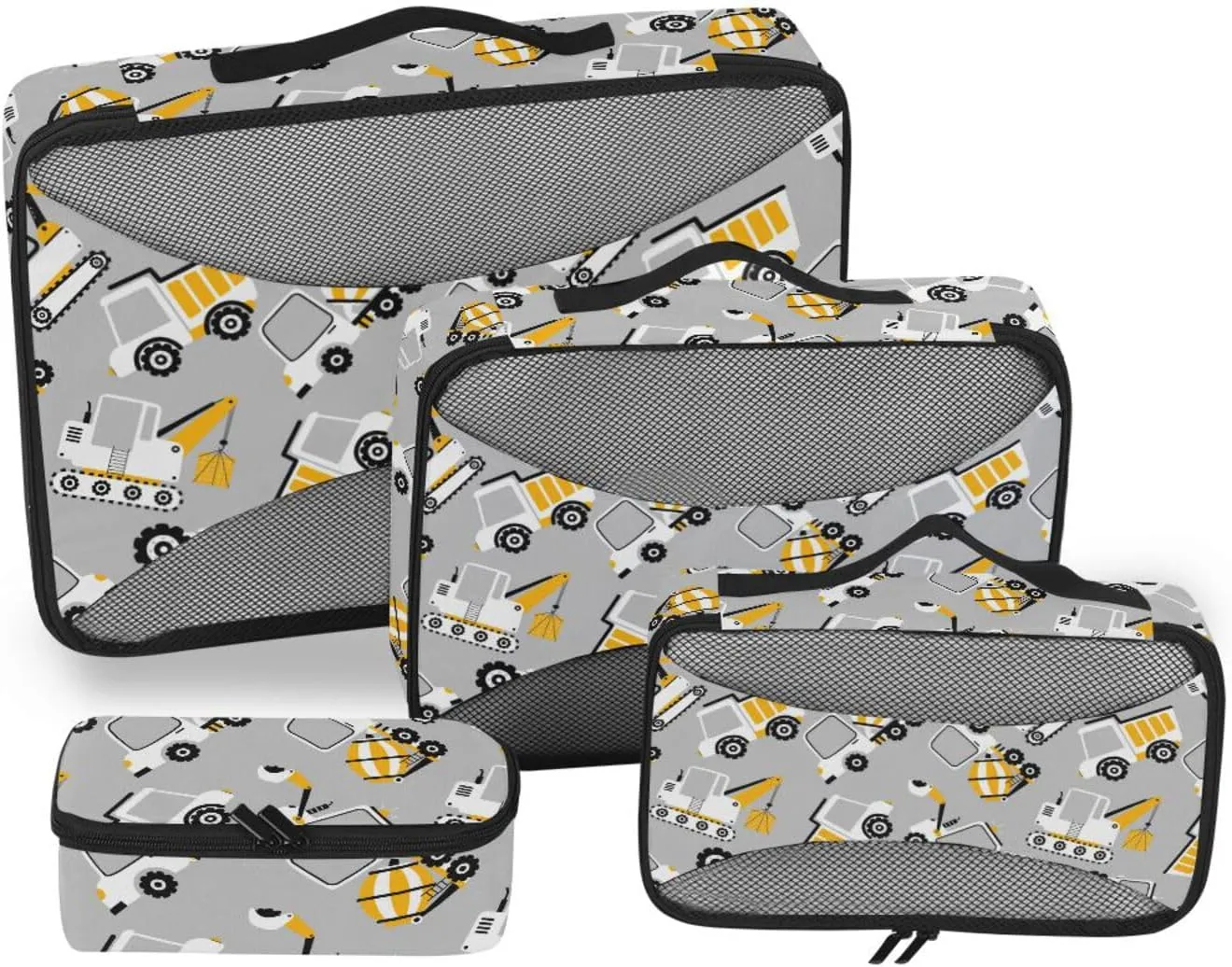 Packing Cubes for Travel Set of 4 Luggage Packing Cubes Suitcase Organizers Oacking Cubes Cartoon Building Truck