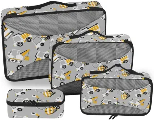 Packing Cubes for Travel Set of 4 Luggage Packing Cubes Suitcase Organizers Oacking Cubes Cartoon Building Truck