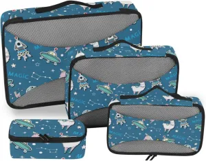 Packing Cubes for Travel Set of 4 Luggage Packing Cubes Travel Compartment Organizer Bags Oacking Cubes Cute Space Llama