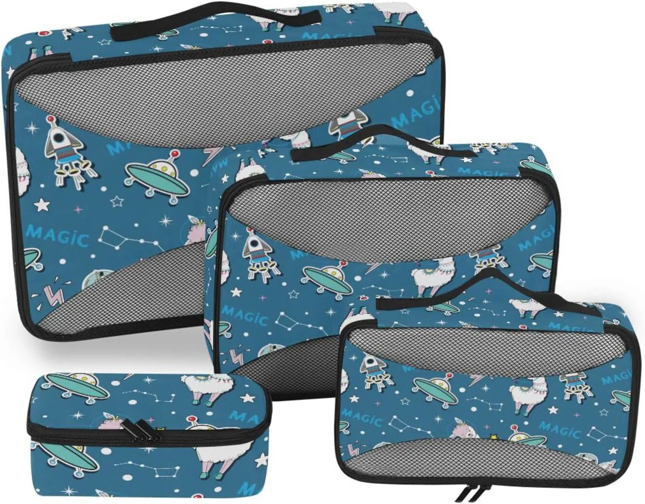 Packing Cubes for Travel Set of 4 Luggage Packing Cubes Travel Compartment Organizer Bags Oacking Cubes Cute Space Llama