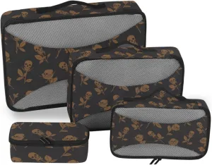 Packing Cubes for Travel Set of 4 Suitcase Organizer Bags Luggage Packing Cubes for Travel Packing Cunes Skulls and Roses