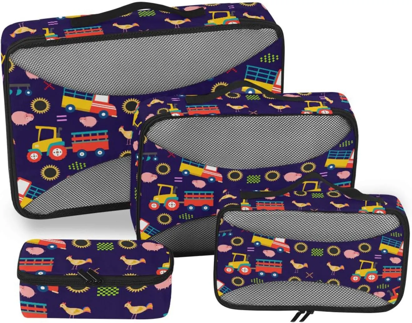 Packing Cubes for Travel Set of 4 Suitcase Organizer Bags Suitcase Packing Cubes Packing Cunes Navy Tractor Vehicle