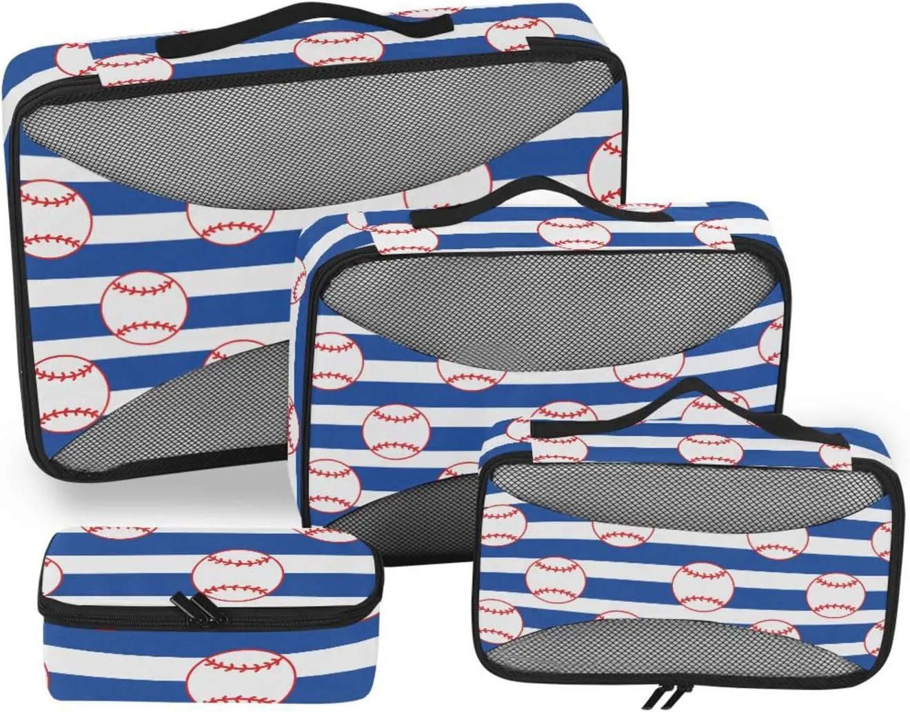 Packing Cubes for Travel Set of 4 Suitcase Organizer Bags Travel Bag Organizer for Luggage Packimg Cubes Baseball Blue Stripe