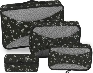 Packing Cubes for Travel Set of 4 Suitcase Organizer Travel Cube Packing Cube Flowers Doodle
