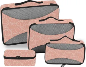 Packing Cubes Set of 4 Luggage Bags Organizers Suitcase Packing Cubes for Travel Packing Cuves Pumpkin Seamless