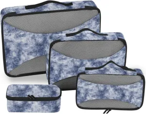 Packing Cubes Set of 4 Luggage Organizer Travel Cubes for Packing Women Packing Cubed Indigo Tied