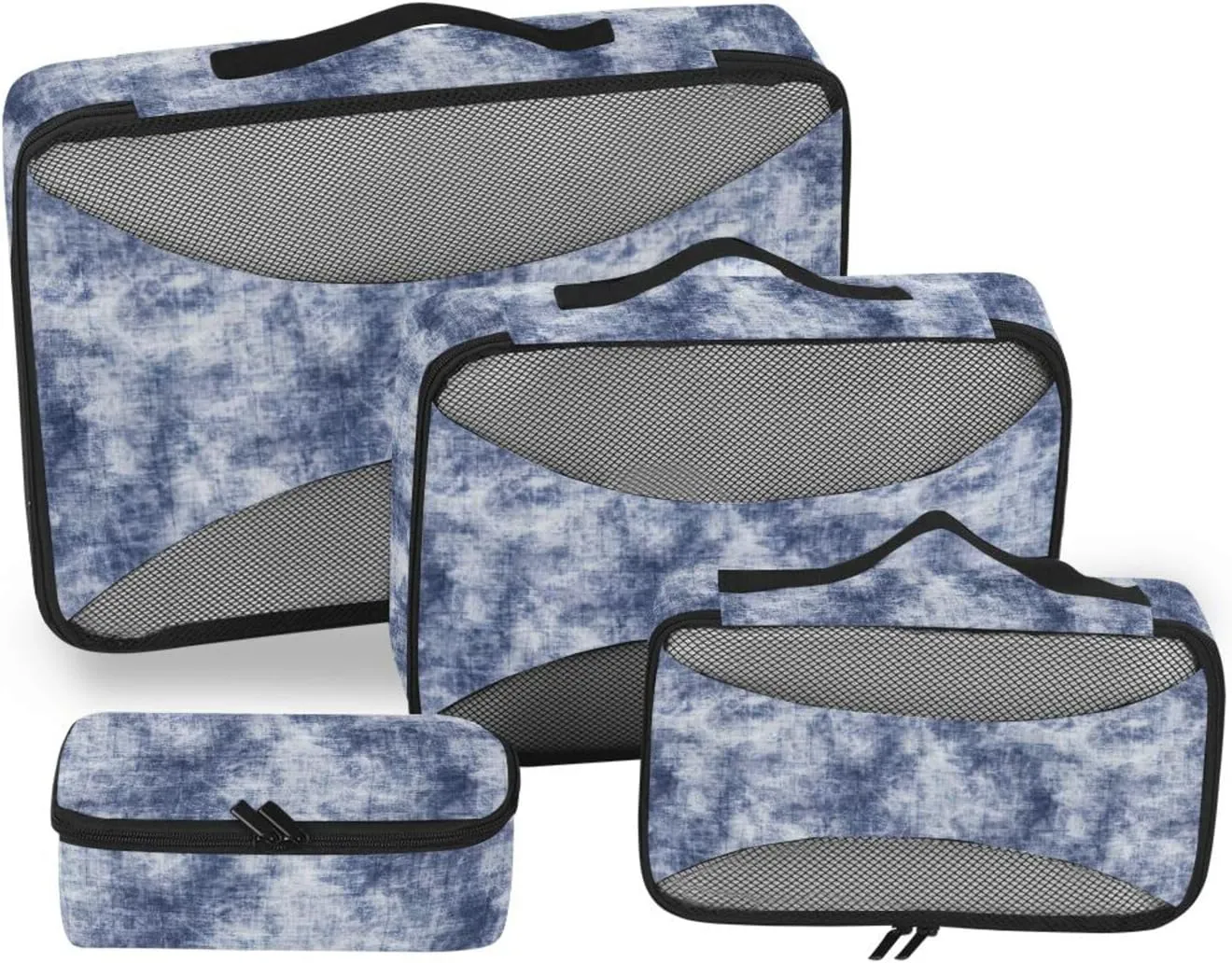 Packing Cubes Set of 4 Luggage Organizer Travel Cubes for Packing Women Packing Cubed Indigo Tied