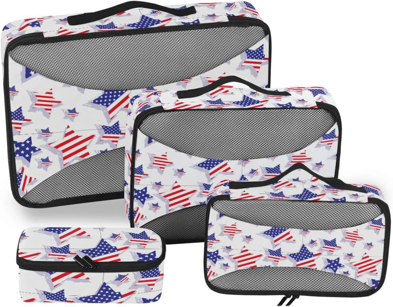Packing Cubes Set of 4 Luggage Organizer Travel Cubes for Packing Women Pqcking Cubes Usa Flag Star