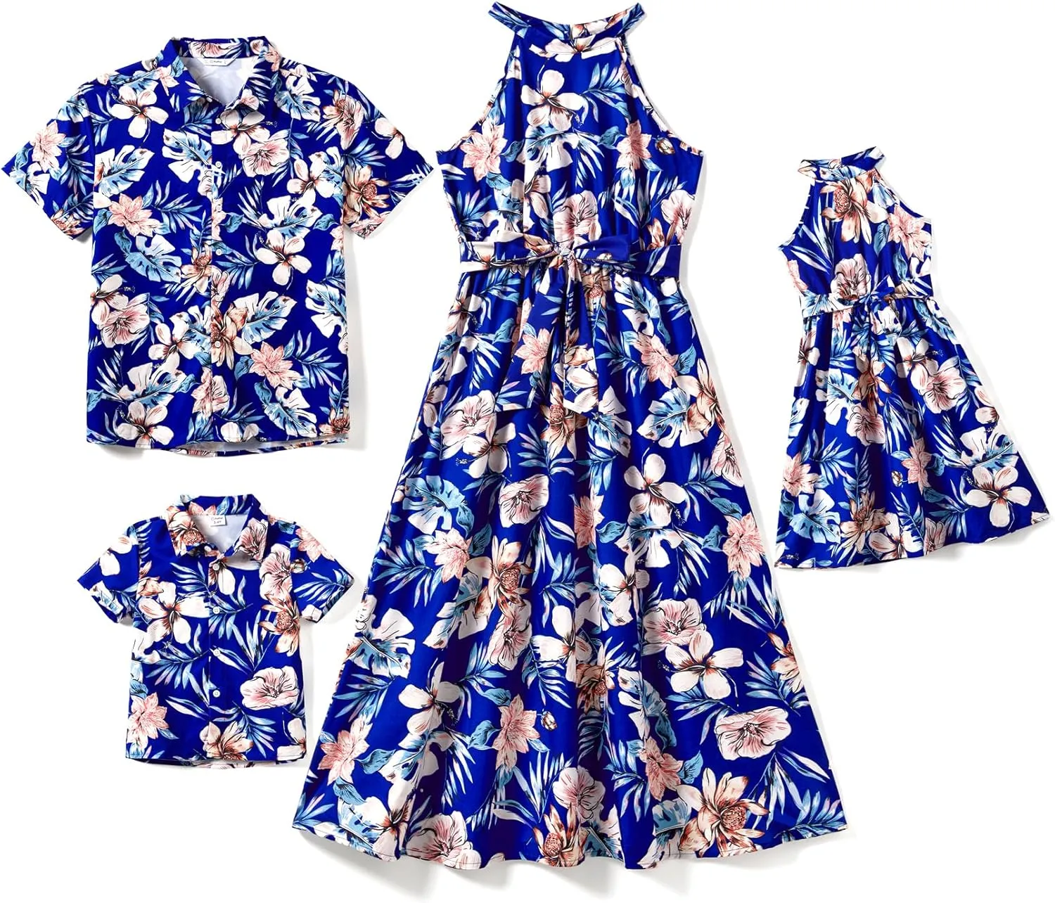 PATPAT Family Hawaiian Matching Outfits Mommy and Me Outfits Caribbean Vacation Summer Tropical Halter Sundresses and Shirts