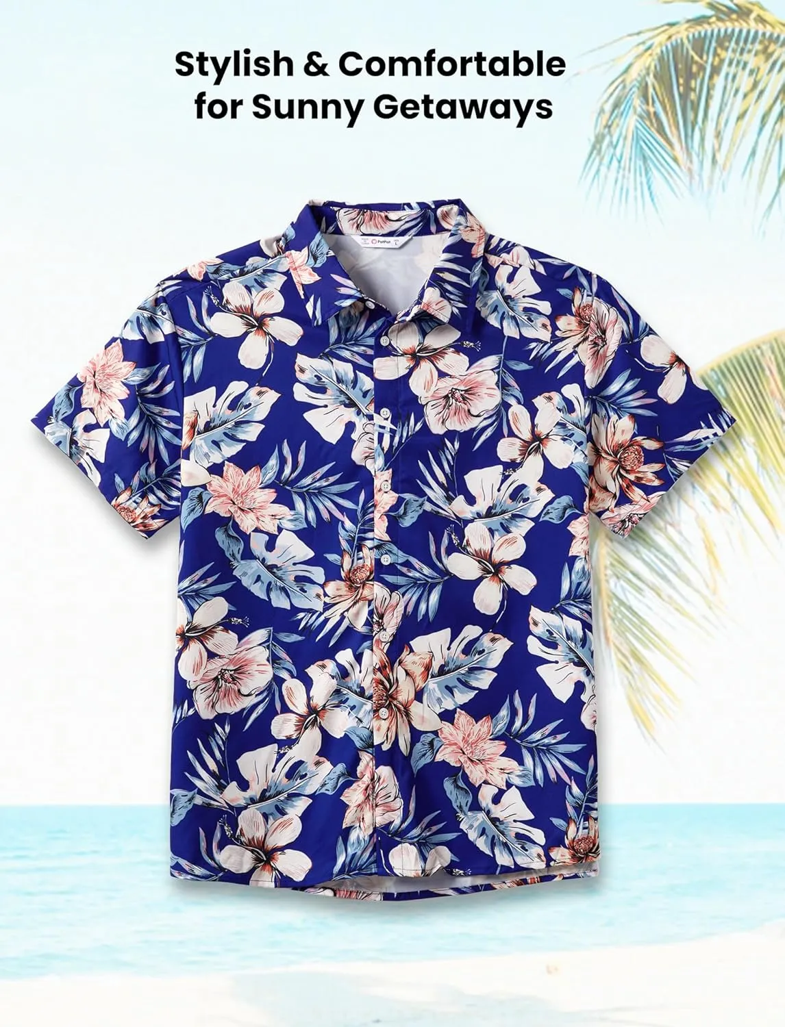 PATPAT Family Hawaiian Matching Outfits Mommy and Me Outfits Caribbean Vacation Summer Tropical Halter Sundresses and Shirts