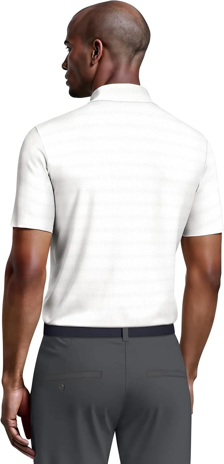 PGA TOUR Airflux Jaspe Cotton Short Sleeve Golf Performance Polo Shirt for Men, Moisture-Wicking, Sun Protection
